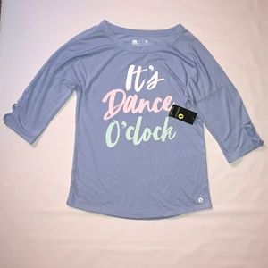 New! Xersion Placid Blue Dance Time Tee